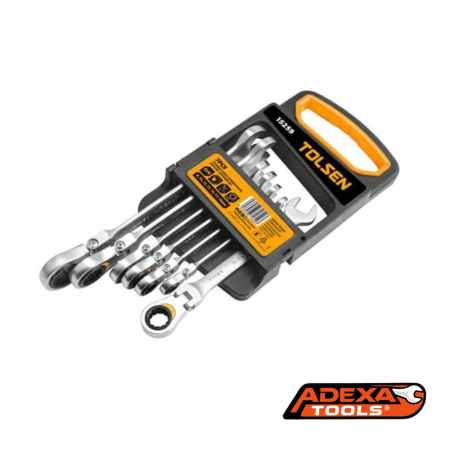 Llave mixta con ratcht articulada 7 piezas de 8mm a 19mm TOLSEN